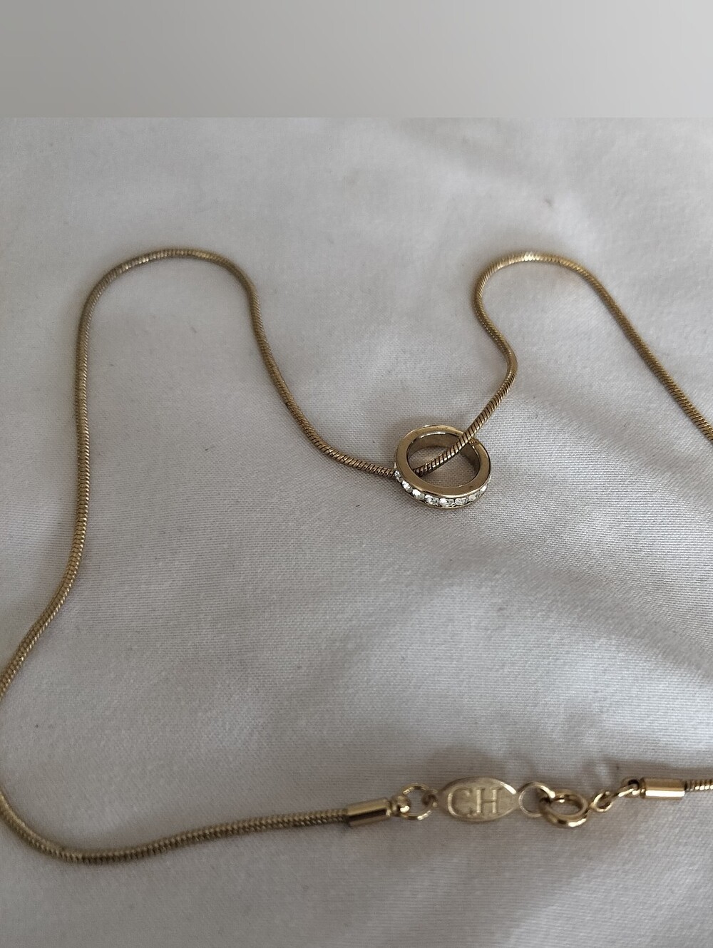 Vintage Crazy Horse Liz Claiborne Gold Tone 16" Snake Chain Rhinestone